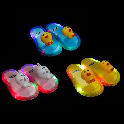 China Wholesale Fashion Deodorization PVC Cute Smile Face Non-slip Kids Light Up In Dark Sandals Slippers for sale