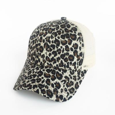 China COMMON Fashion Retro Ponytail Trucker Hats Baseball Cap Adjustable Camp Leopard Sports Mesh No Brand Hats for sale