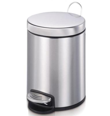 China Top Selling Stainless Steel Matt Finish Household 3L Stainless Steel Pedal Soft Narrow Round Waste Bin Kitchen Stable for sale