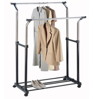 China NA Factory Economic Metal Tube Black Double Garment With Shoes Racks Modern for sale