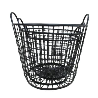 China New Design 3pcs Competitive Price Metal Stocked Wire Storage Set Basket Storage Basket For Household for sale