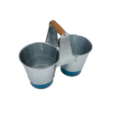 China CLASSIC Fine Design Galvanized Metal Double Useful Twin Gardening Modern Flower Pot With Handle for sale