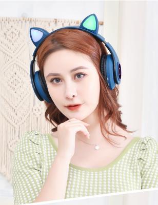 China Perfect Sound Blue-tooth High Quality Sound Portable Mic Headphone Portable Foldable Cat Ear Headphone Music Game Sports Earphone for sale