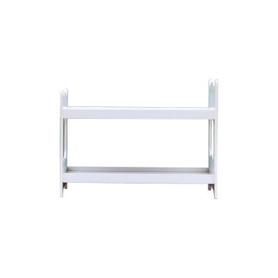 China Sustainable MDF white double-layer wooden storage floor rack for sale