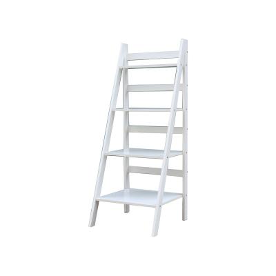 China Environmental Friendly Modern Four Tier White Wooden Display Shelf for sale