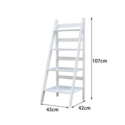 China Wholesale Environmental Friendly Modern White Wooden Shelf Four Tiers Single Study Room Display Shelf for sale