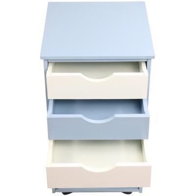 China New European style six floor bedside table blue and white splicing wood bedroom furniture for sale