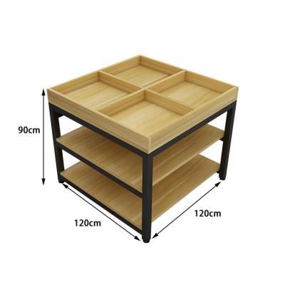 China Simple Multilayer Wood Multilayer Shelves Supermarket Customized Modern Miscellaneous Shelves for sale