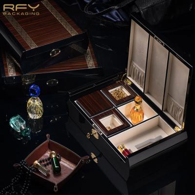 China Handmade Luxury Wooden Gift Box Cosmetic Packaging Gift Box Customized Wooden Perfume Oil Packing Box for sale