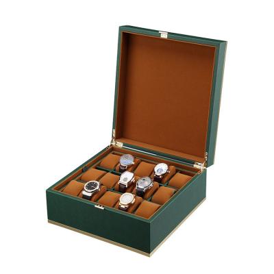 China Luxury Wooden Handcrafted High-Grade Leather Watch Storage Box Jewelry PU Watch Box Watch Storage Packing Case for sale