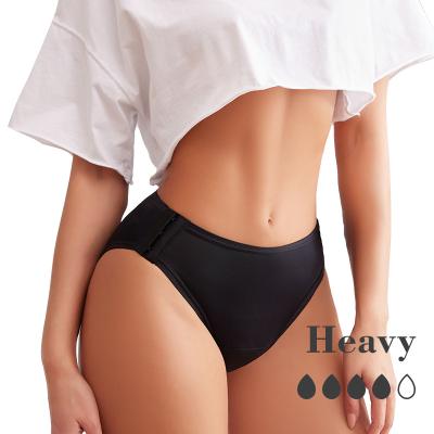 China Antibacterial Breathable Leak Proof Period Panties Overnight 4 Layer Menstrual Panties Sewing Hook Detachable Period Panties for sale