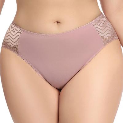 China New Design Breathable Underwear Plus Size Woman Lace Trim Show Stretch Fabric Comfortable Essential Women Briefs Briefs for sale