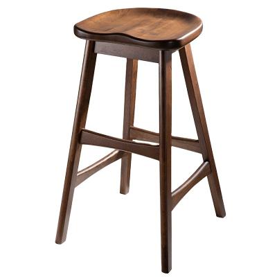 China Traditional high quality dark brown wooden bar stool high foot chair for sale