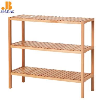 China Microwave Oven Modern Multi-Layer Wooden Shoe Rack Storage Organization Shelf Solid Wood Rack for sale