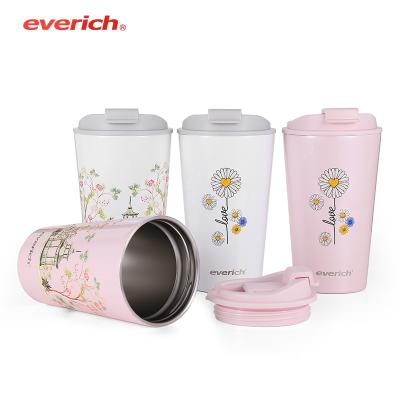 China Durable Double Wall Insulated Vacuum Cup Stainless Steel Custom Coffee Mug With Lids For Travel for sale