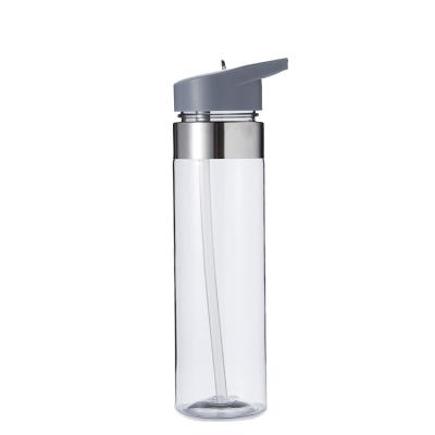 China BPA Sustainable Plastic Free Leakproof Sports Portable Plastic Water Bottle With Element Straw for sale