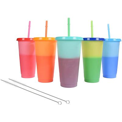 China Viable Reusable Plastic Changes Color Transparent Plastic Color Tumbler Cup Hit Amazon Changing Cups With Lid for sale