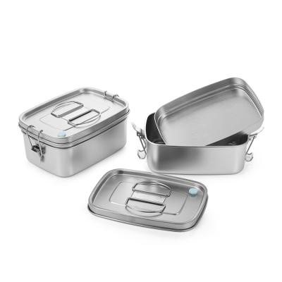 China Free Shipping Container Sealed Lunch Microwavable Bento Boxes Laser Logo Stainless Steel Food Storage for sale