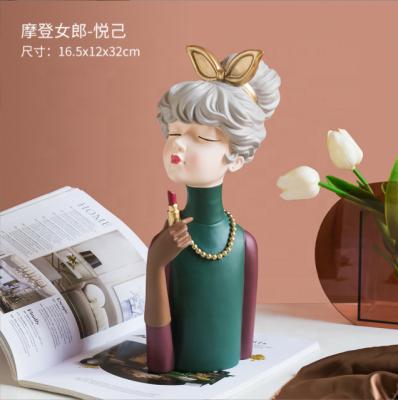 China New Viable Decoration Resin Girl Living Room Creative Tray Crafts Organizer Key Porch Storage Container for sale