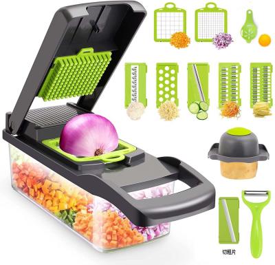 China Viable 12 in 1 Multifunctional Manual Kitchen Mandoline Vegetable Slicer, Food Safe Manual Onion Salad Cutter Vegetable Cleaver for sale