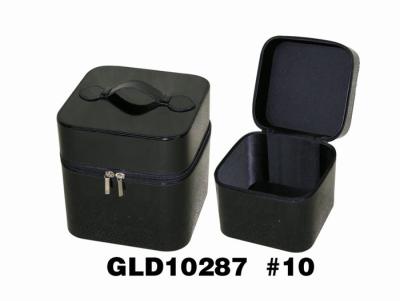 China Black Luxury Leather Jewelry Box Handmade With Mirror For Storage for sale