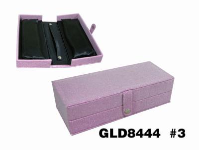 China Rectangular Stylish Pink Leather Jewelry Box With Magnetic Snap for sale