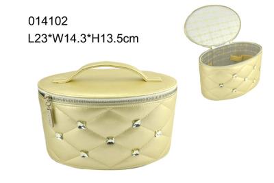 China Elegant Round Travel Jewelry Case , PU Leather Jewelry Box With Diamond for sale