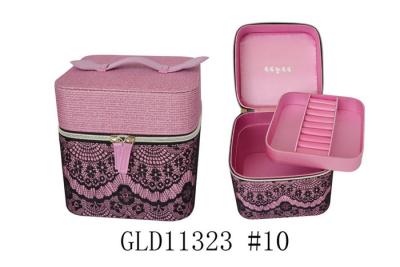 Cina Quadri la borsa cosmetica Zippered con la maniglia, il contenitore di gioielli del pizzo del tessuto 17X17X17 cm in vendita