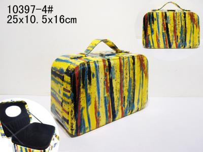 China Rectangle Yellow Travelling Jewelry Case / Pu Leather Cosmetic Case 25X10.5X16 cm for sale