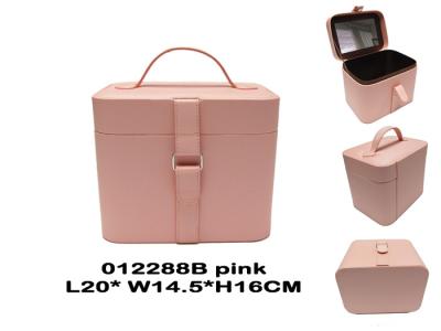 China Pink Faux Leather Cosmetic Travel Bags For Women , Ladies Toiletries Bag for sale