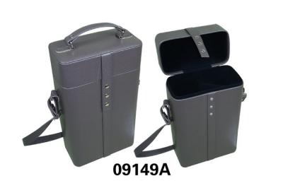 China PU Grey Wine Packaging Boxes , Wine Bottle Presentation Box With Handle for sale