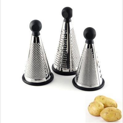 China Conical Stainless Steel Sustainable Manual Mini Metal Round Handle Black Plastic Cheese Vegetable Grater for sale