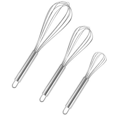 China Viable Wholesale Manual Beater 12/10/8Inch Stainless Steel Eggbeater Kitchen Egg Beater Bulk Beats Cooking Tools for sale