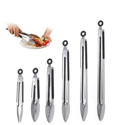 China Heat Resistance Kitchen Snacks Metal Food Serving Grill Long Tongs Set Salad Bread BBQ Stainless Steel BBQ Tongs for sale