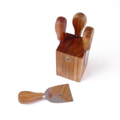 China Resin Wooden Cheese Knife 4 Sets Viable Wholesale Outdoor Accessories Storage Household Restaurant Picnic Cheese Knife Cheese Knife for sale