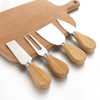 China Sustainable Wholesale Multipurpose Wooden Cheese Knife Tools Stainless Steel Cheese Knives Set Cheese Slicer for sale