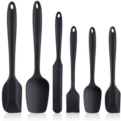 China Viable Wholesale Non-stick Silicone Set of 6 Heat Resistant Rubber Spatula Set Silicone Spatulas for sale