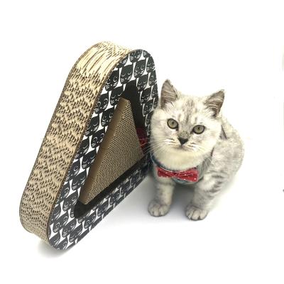 China Modern Design Triangle Cardboard Cat Playing Toy Cat Viable Scratcher With Toys for sale