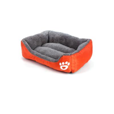 China New Sustainable Autumn And Winter Footprints Cotton Fleece Oxford Candy Color Square Pet Bed for sale