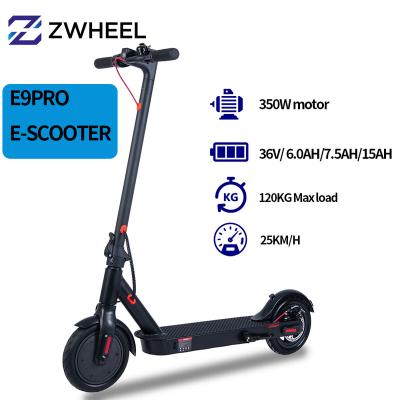 China Zwheel E9pro unisex electric scooter 36v China warehouse ready to board 350W motor 7.5AH e scooter foldable 8.5 inches dropshipping for sale