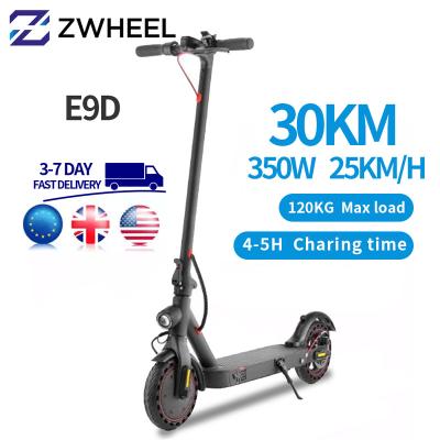 China APP waterproof 350W tire/waterproof IPX4 E9D fat 10 inch easy carry citycoco 2 wheel bike scooter kick scooter disc brake electric scooter for sale