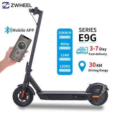 China APP/waterproof IPX4 E9G 10 inch folding electric kick scooter 400w scooter citycoco electric scooter for sale