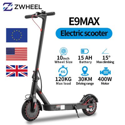 China EU warehouse APP/waterproof IPX4 E9MAX load 10 inch high quality two wheel fast fit 120kg adult electric scooter for sale