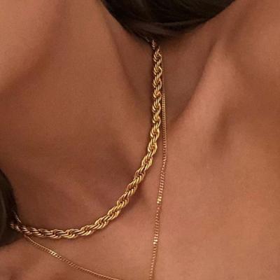 China 2020 CLASSIC 3mm 5mm Stainless Steel Trendy Chic Gold Plated Twist Chain Necklaces Jewelry Elegant Necklace Chains For Women for sale