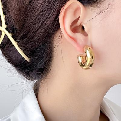 China CLASSIC Hollow Chunky Earrings Trendy Hoop Earrings Stainless Steel Ladies Earring Jewelry for sale