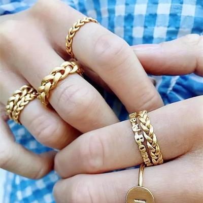 China CLASSIC Stainless Ring Jewelry Rings Joyeria anillos de acero 18K Matt Gold Plated Stainless Steel for Women for sale