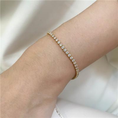 China CLASSIC 4mm Fashion Zircon Brass Gemstone Crystal Diamond Tennis Bracelet Women Jewelry for sale