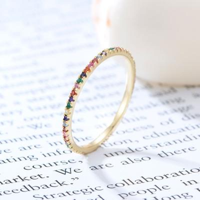 China CLASSIC 925 Sterling Silver Rainbow CZ Ring With Colorful Zircon Diamonds Rings Jewelry Women for sale