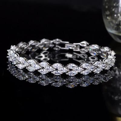 China Bracelet Women Jewelry White Gold Rose Optional Zirconia Stone Gold Plated AAA Copper Brass Bracelets for sale