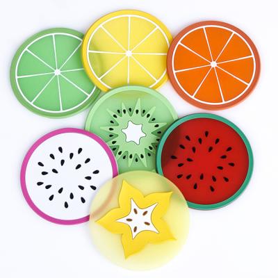 China CLASSIC custom pvc soft rubber customized 2d coasters fruit design cup mats for sale